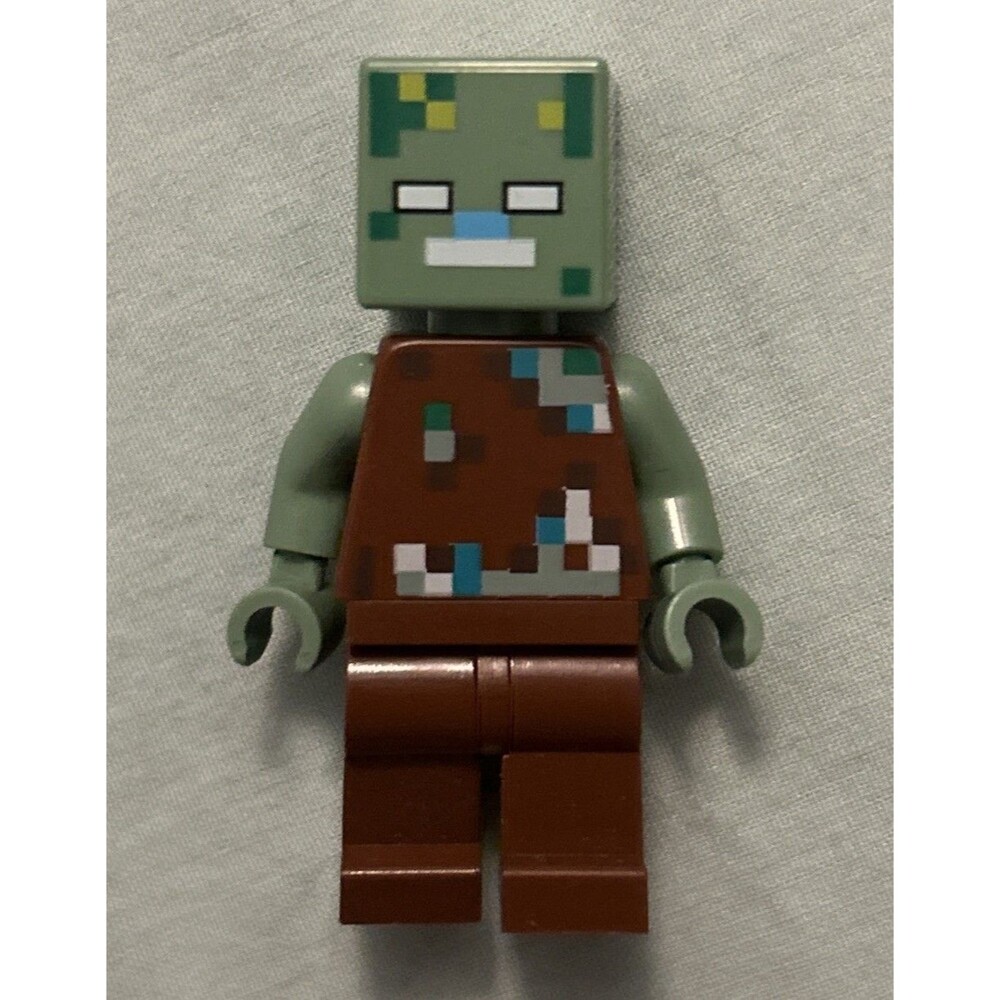 Lego Drowned Zombie Minecraft Game Mini Figure Collectible Hobby Toy Part Green